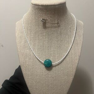 #30. Handmade Beaded Blue & White Necklace